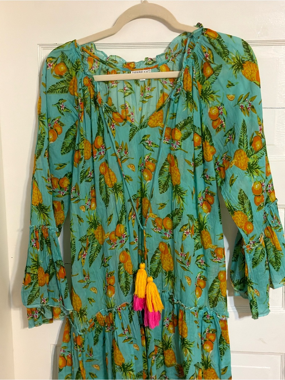 Debbie Katz Aqua Floral Citrus Mini Dress - Picture 6 of 10